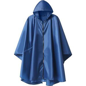 Rain Poncho Jacket Coat Hooded for Adults with Pockets